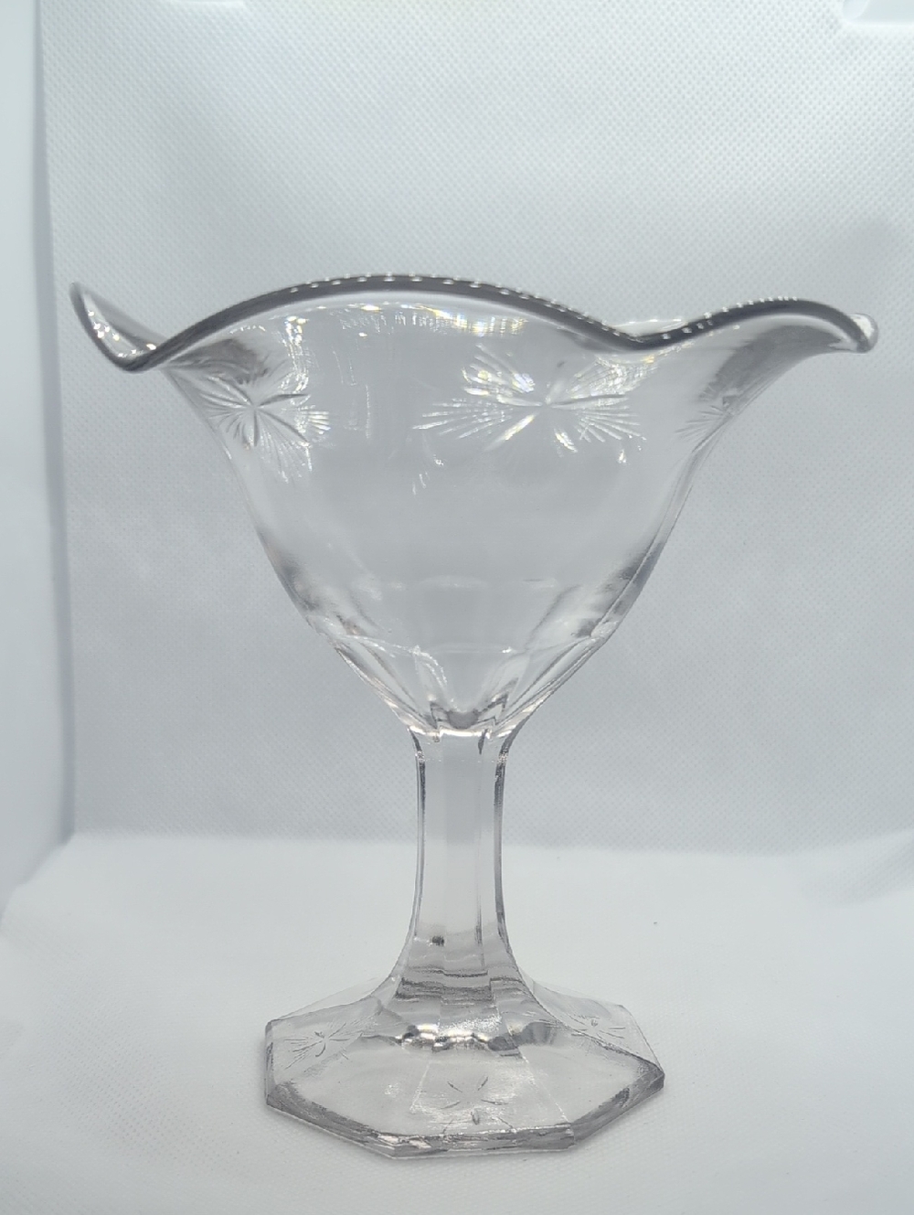 Vintage Manganese Sherbet Dish Compote with Scalloped Rim